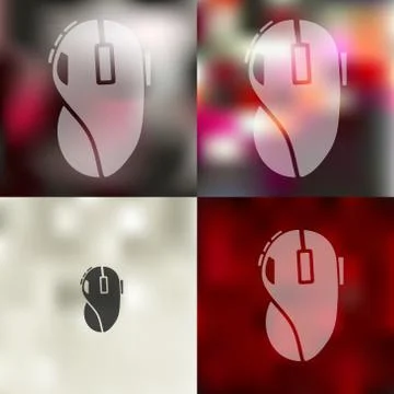 Computer mouse icon on blurred background Illustrazione stock