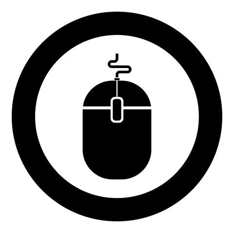 Computer mouse icon in circle round black color vector illustration solid out Stock Illustration