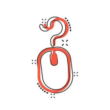 Computer mouse icon in comic style. Cursor cartoon vector illustration on whi Stock Illustration
