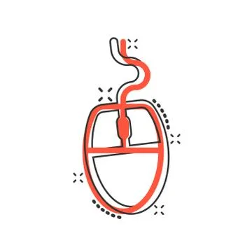 Computer mouse icon in comic style. Cursor cartoon vector illustration on whi Stock Illustration
