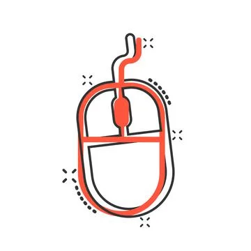 Computer mouse icon in comic style. Cursor cartoon vector illustration on whi Illustrazione stock