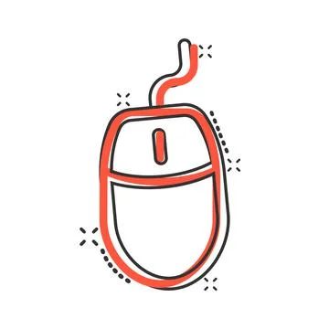 Computer mouse icon in comic style. Cursor cartoon vector illustration on whi Stock Illustration