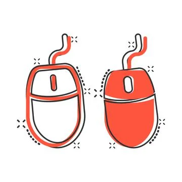 Computer mouse icon in comic style. Cursor cartoon vector illustration on whi Stock Illustration