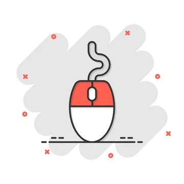 Computer mouse icon in comic style. Cursor cartoon vector illustration on whi Stock Illustration