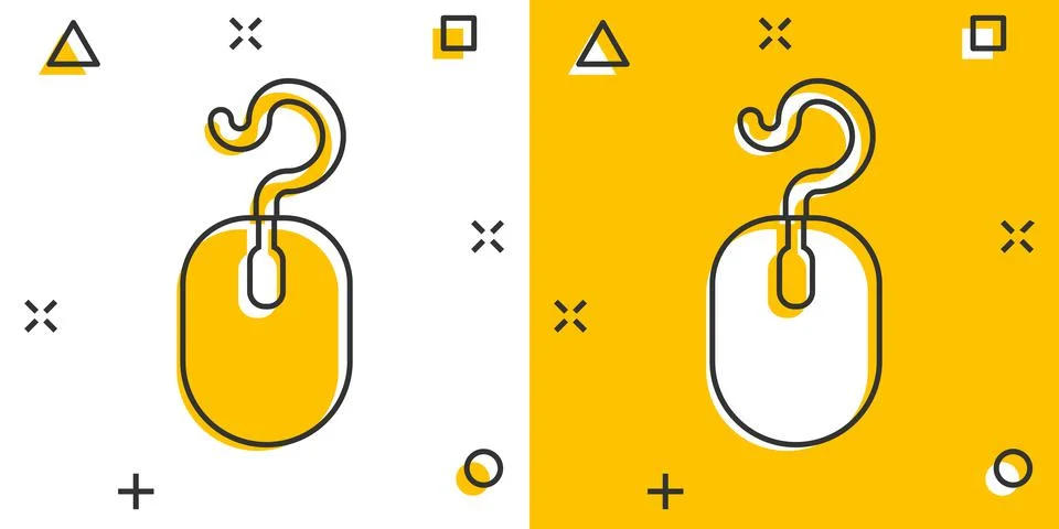 Computer mouse icon in comic style. Cursor cartoon vector illustration on whi Stock Illustration