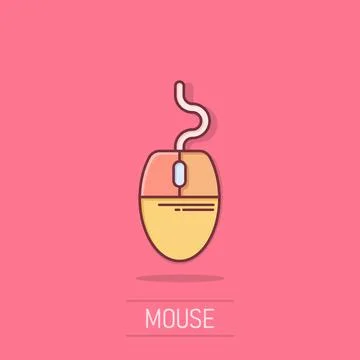 Computer mouse icon in comic style. Cursor cartoon vector illustration on i.. Illustrazione stock