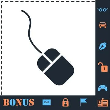 Computer mouse icon flat Stock Illustration