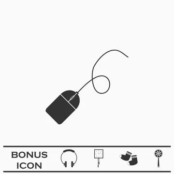 Computer mouse icon flat. 스톡 일러스트