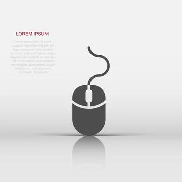 Computer mouse icon in flat style. Cursor vector illustration on white isol.. Stock Illustration