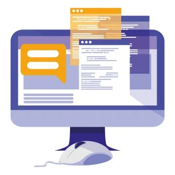 Computer with mouse icon Illustrazione stock