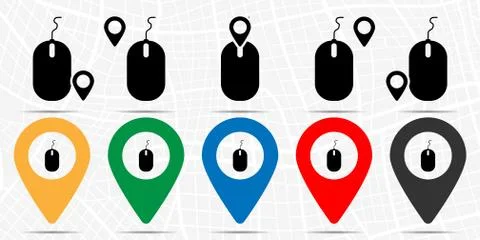 Computer mouse icon in location set. Simple glyph, flat illustration element  스톡 일러스트