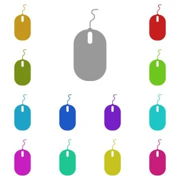 Computer mouse icon in multi color. Simple glyph vector of Technology set for Stock Illustration