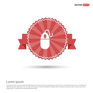 Computer Mouse Icon - Red Ribbon banner 스톡 일러스트