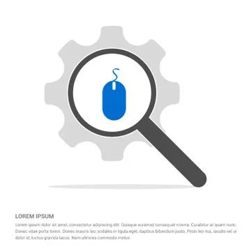 Computer mouse icon  Search Glass with Gear Symbol Icon template Stock-Illustration