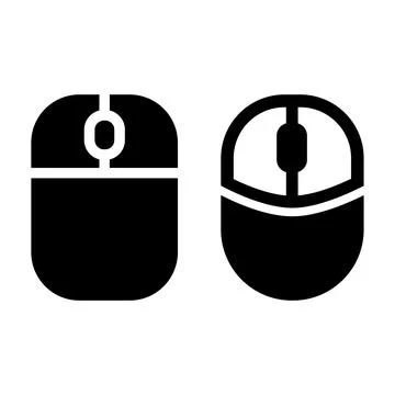 Computer Mouse Icon Set in Black Flat Style 스톡 일러스트