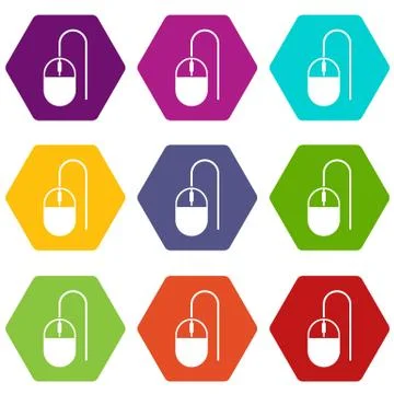 Computer mouse icon set color hexahedron 스톡 일러스트