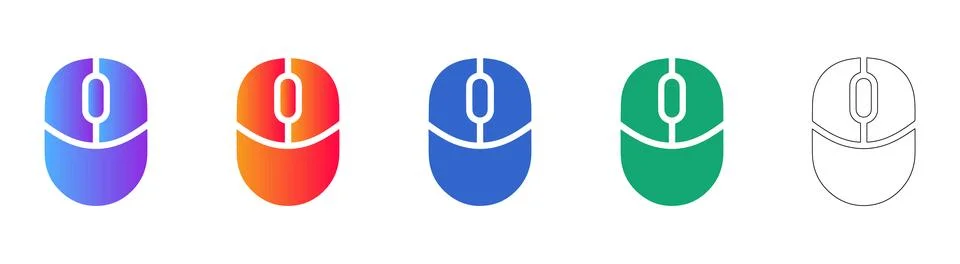 Computer Mouse Icon Set in Multiple Gradient Styles Stockillustratie
