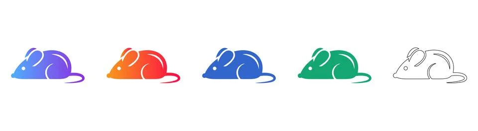 Computer Mouse Icon Set in Multiple Colors and Outline イラスト素材