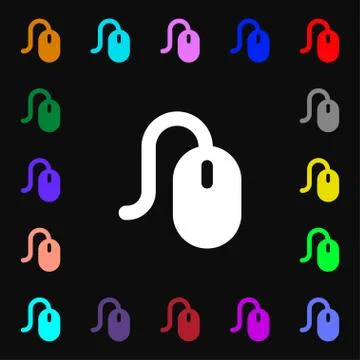 Computer mouse icon sign. Lots of colorful symbols for your design. Vector Stockillustratie