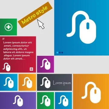 Computer mouse icon sign. Metro style buttons. Modern interface website butto Stock Illustration