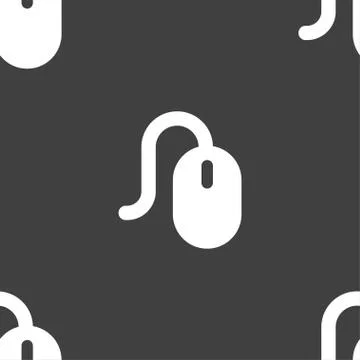 Computer mouse icon sign. Seamless pattern on a gray background. Vector Illustrazione stock