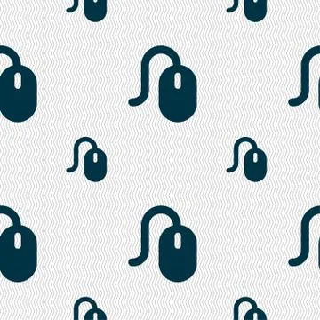 Computer mouse icon sign. Seamless pattern with geometric texture. Stock Illustration