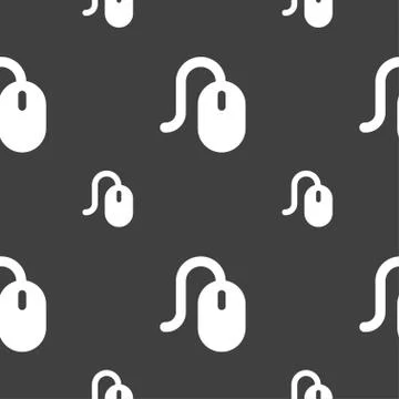 Computer mouse icon sign. Seamless pattern on a gray background. イラスト素材