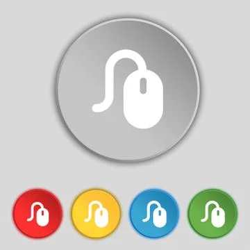 Computer mouse icon sign. Symbol on five flat buttons. イラスト素材
