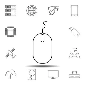 Computer mouse icon. Simple thin line, outline vector element of Technology i Stock Illustration