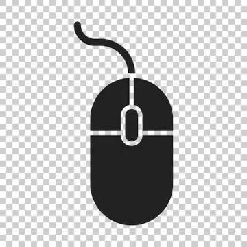 Computer Mouse icon. Vector illustration on isolated transparent background.  Illustrazione stock