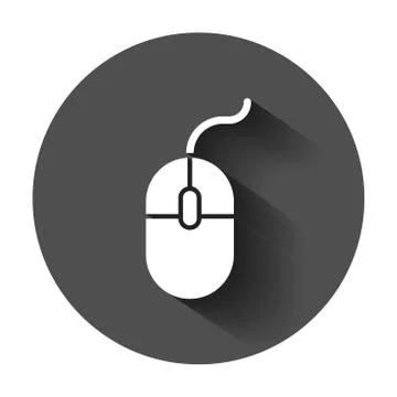 Computer Mouse icon. Vector illustration with long shadow. Business concept m Illustrazione stock
