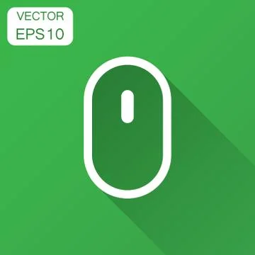 Computer Mouse icon. Vector illustration with long shadow. Business concept m Illustrazione stock