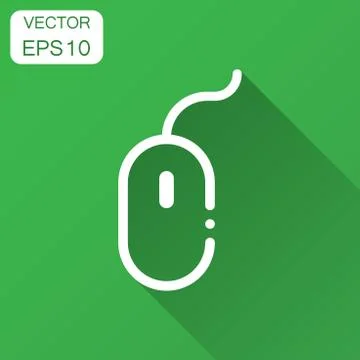 Computer Mouse icon. Vector illustration with long shadow. Business concept m Illustrazione stock