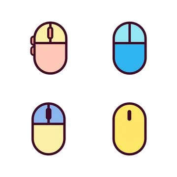 Computer Mouse Icon Vector Illustration. Computer Mouse Lineal Color Icon Illustrazione stock