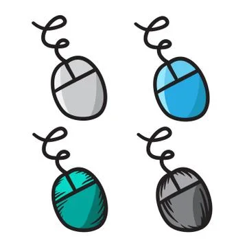 Computer mouse icon vector line doodle symbols. 스톡 일러스트