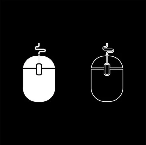 Computer mouse icon white color vector illustration flat style image set Stock Illustration