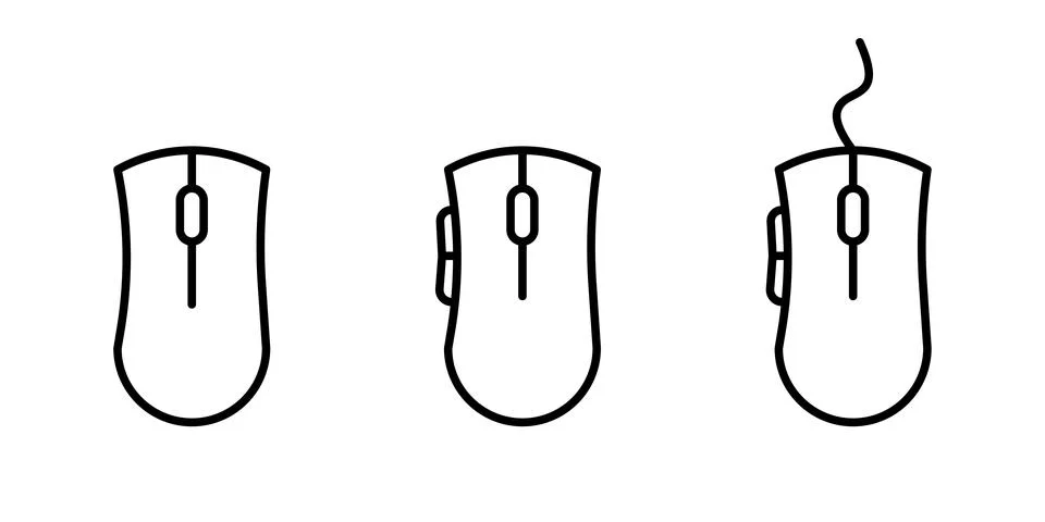 Computer mouse icon. Wireless gaming device line symbol. Click and scroll m.. イラスト素材