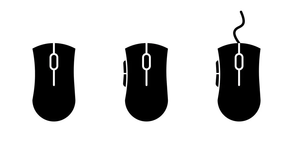 Computer mouse icon. Wireless gaming device black symbol. Click and scroll .. 스톡 일러스트