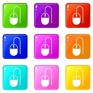 Computer mouse icons 9 set 스톡 일러스트