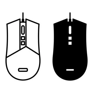 Computer Mouse Icons. Black and White Vector Illustrations. Cursor Control .. Illustrazione stock