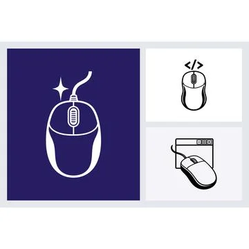 Computer mouse icons with programming and web browser symbols Illustration