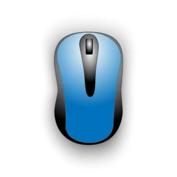 Computer mouse illustration close-up with blue hull on white background Stock Illustration