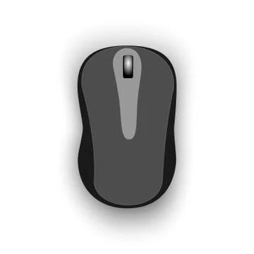 Computer mouse illustration in gray tones on a white background Stock Illustration