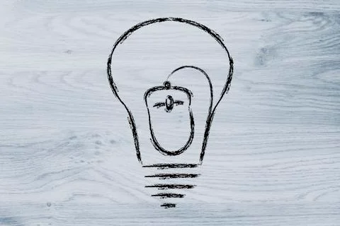 Computer mouse inside lightbulb, concept of innovation イラスト素材