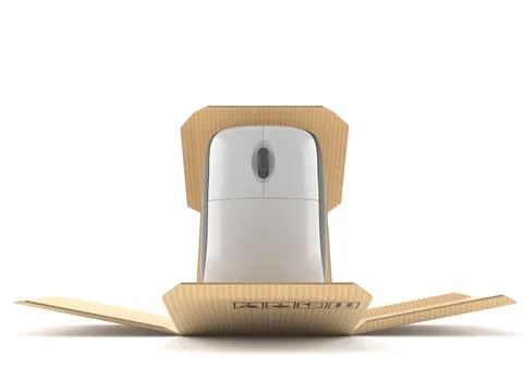 Computer mouse inside package Stockillustratie