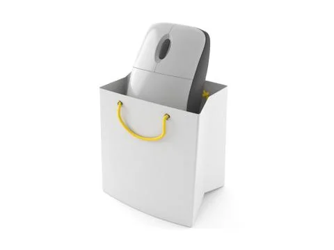Computer mouse inside shopping bag Stock Illustration