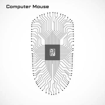 Computer mouse with integrated cpu. Technology logo 스톡 일러스트