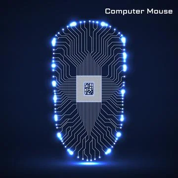 Computer mouse with integrated cpu. Technology logo イラスト素材