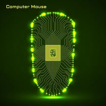 Computer mouse with integrated cpu. Technology logo Stock Illustration
