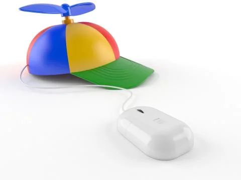 Computer mouse with kid cap isolated on white Stock Illustration